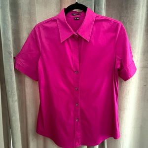 Theory button down shirt in Fuchsia